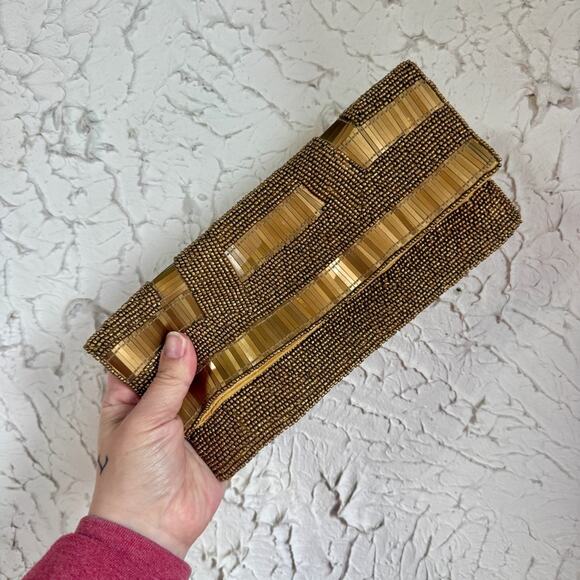 sopressa Handbags - Vintage Sopressa Gold Beaded Clutch | Metallic Statement Evening Bag